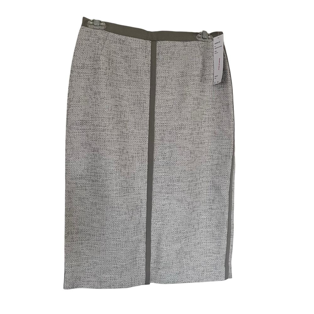 Lafayette 148 New York Mist Gray Linen Blend Straight Pencil Skirt Size 2 NWT